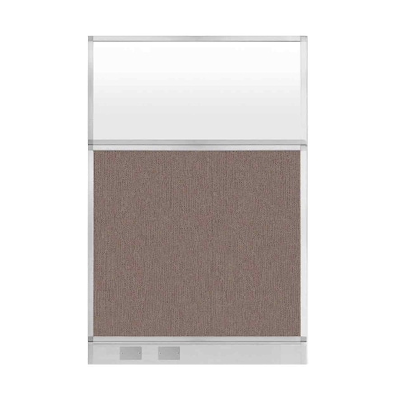 Versare Hush Panel Configurable Cubicle Partition 4' x 6' Latte Fabric Frosted Window w/ Cable Channel 1855613-3